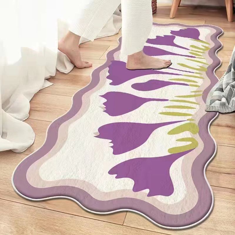Casual Modern Rug Polyester Tulip Indoor Rug Washable Rug for Living Room