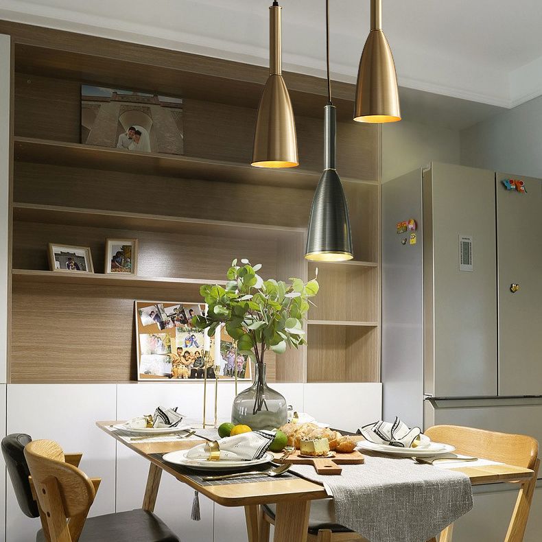 Metal Bell Pendant Lighting Fixture Postmodern Ceiling Hang Light for Dining Room