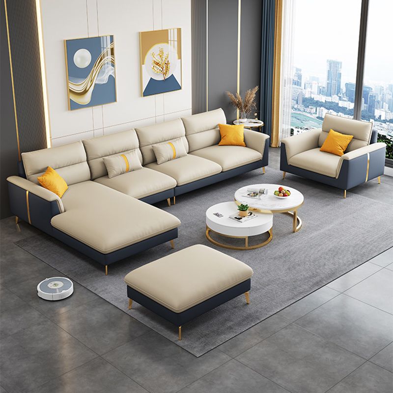Folding Armrest Cushioning Backrest Sofa Bed White Imitation Leather Solid Wood Frame Sofa