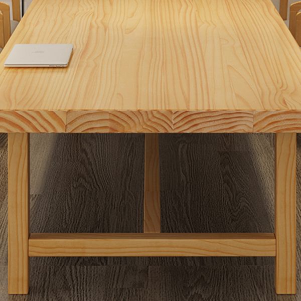 Mesa de comedor informal rectangular, mesa con base de caballete de Color madera, madera maciza de pino