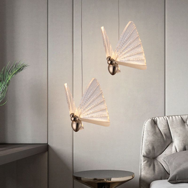 Metal Butterfly Shade Hanging Lights Modern Style 1 Head Hanging Mount Fixture for Bedroom