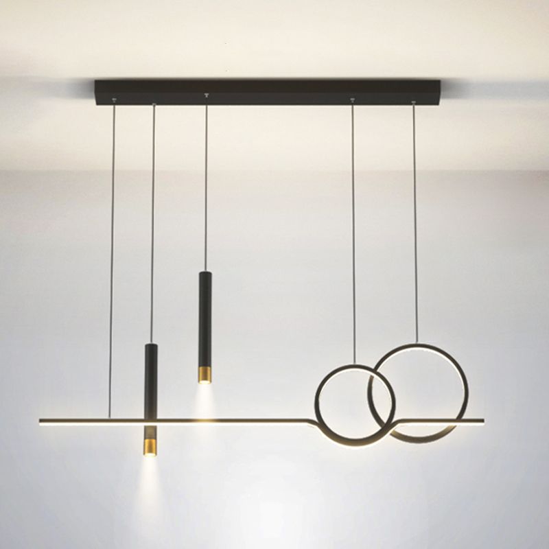 Black Metal Hanging Pendant Lights with Acrylic Shade Modern Island Lamps