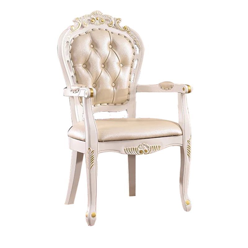Sillones de comedor victorianos, sillones tapizados con patas de madera (juego de 2)