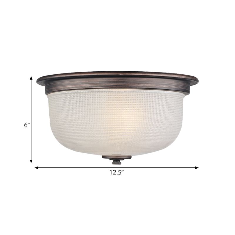 Dome White Glass Flush Mount Countryside 3 Heads Bedroom Flush Ceiling Light Fixture