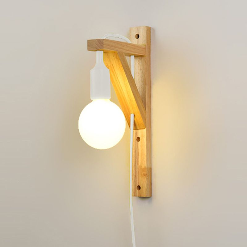 Modern Wall Light Fixture Wood 1 Light Wall Mounted Lighting for Living Room