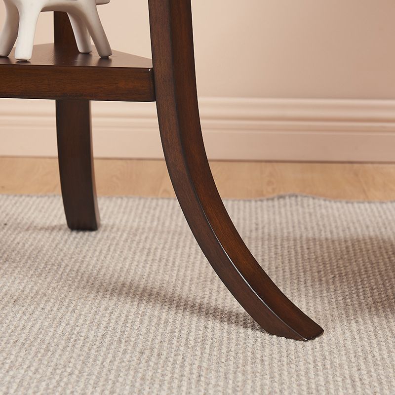 Traditional Wooden Round Top Side Table 3 Legs End Table with Shelf