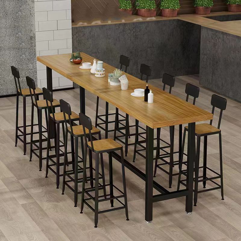 1/2/6/7/9/11 Pieces Table and Stool Set Rectangle Glam Solid Wood Counter Height Set