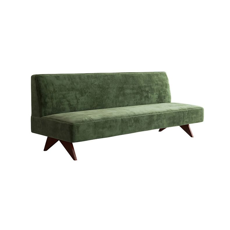 Velvet 31.5-In H Living Room Sofa Walnut Armless Sofa in Green