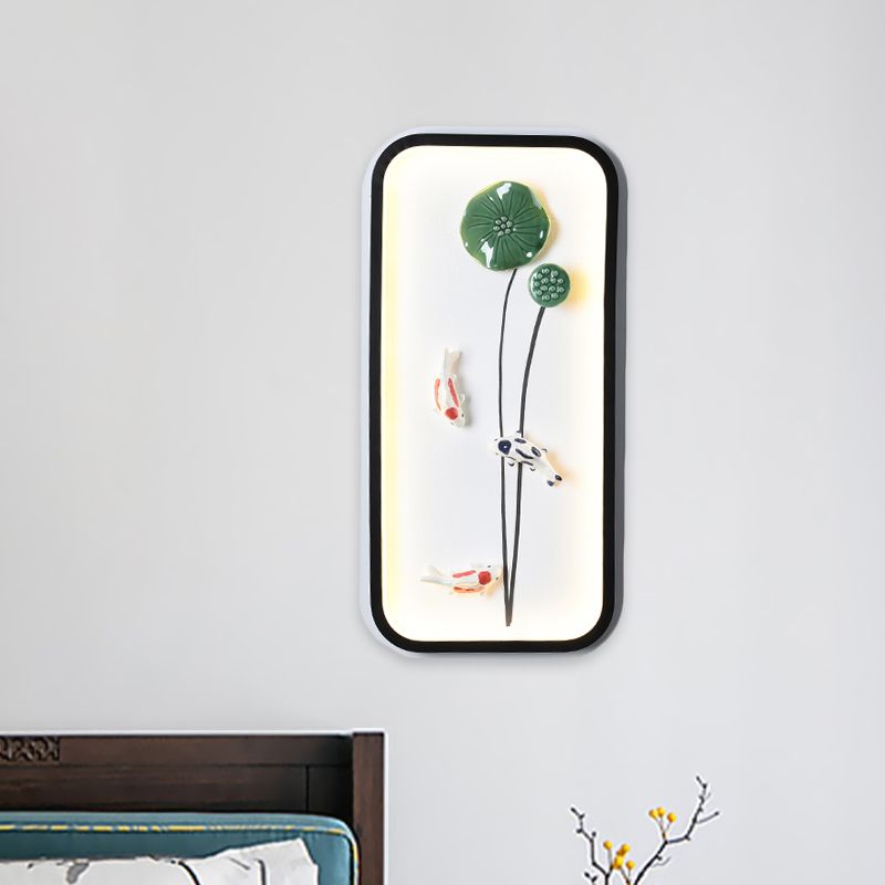 Lampe murale de feuilles de lotus à la main lampe murale chinoise verte chinois monte