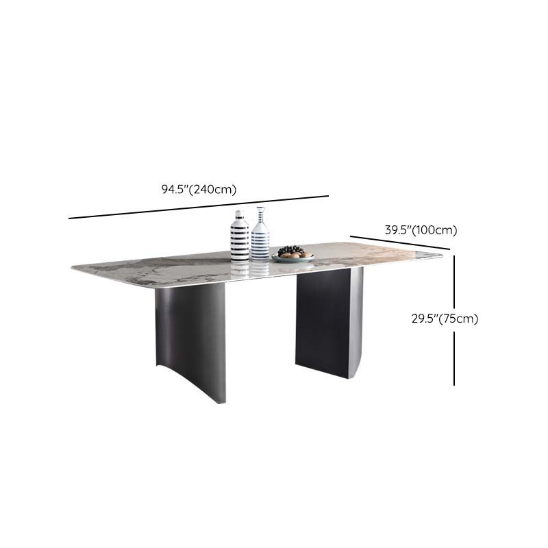 Industrial Dining Sintered Stone Table Dining Rectangle Table with Metal Legs for Kitchen
