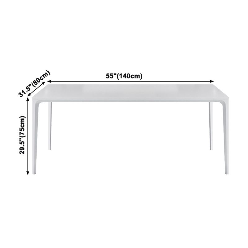 Table rectangulaire contemporaine en métal blanc table à manger en pierre fritrée avec 4 jambes