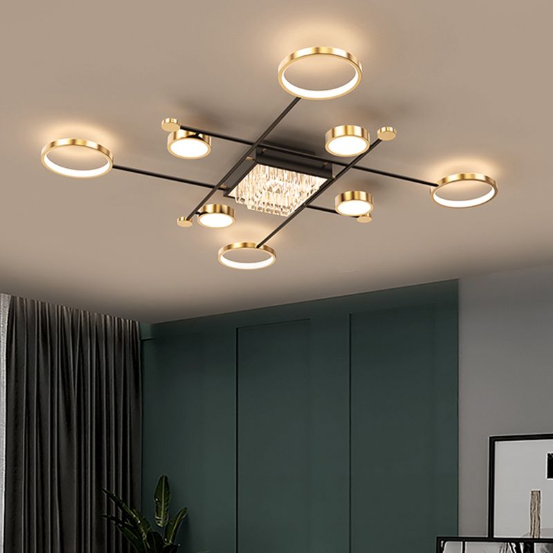 Éclairage du Mont-Flush moderne Sputnik Crystal Flush Mount Ceiling Light for Living Room
