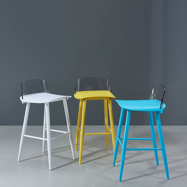 Indoor Rectangle Bar Stool Low Back Plastic Footrest Modern Counter Stool