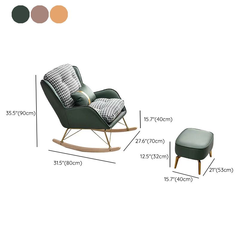Modern Upholstered Rocker Chair Metal Frame Spindle Rocker Chair for Living Room