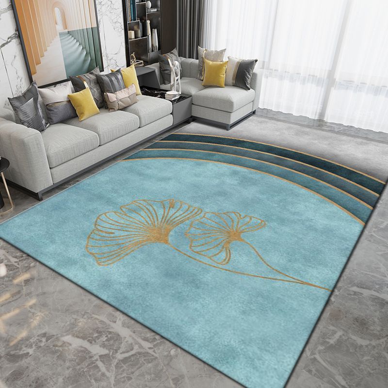 Grey Modern Rug Geometric Pattern Polyester Area Carpet Stain Resistant Rug for Living Room