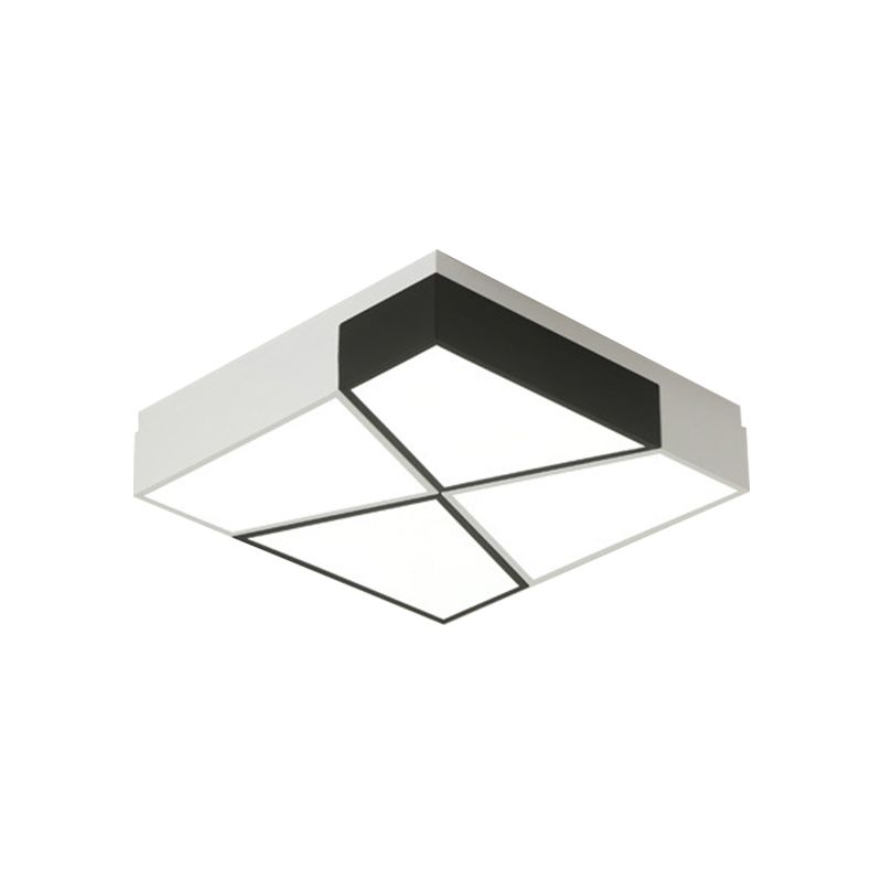 Acrylic Tangram LED Flush Mount Lamp Modern Black and White Square/Rectangle Ceiling Light in White/3 Color Light