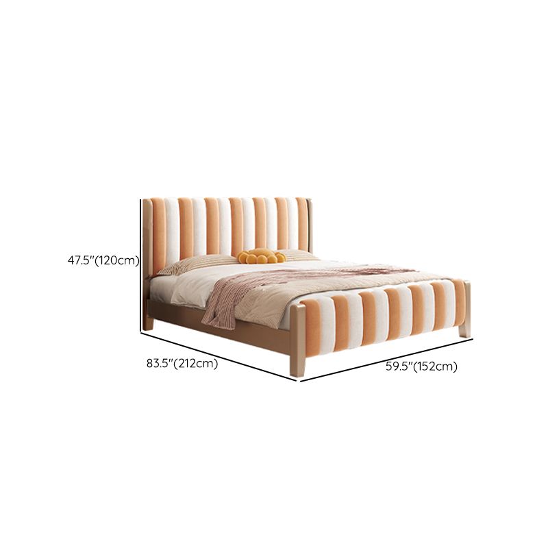Contemporary Upholstered Standard Bed, Panel Rectangular Headboard Bed