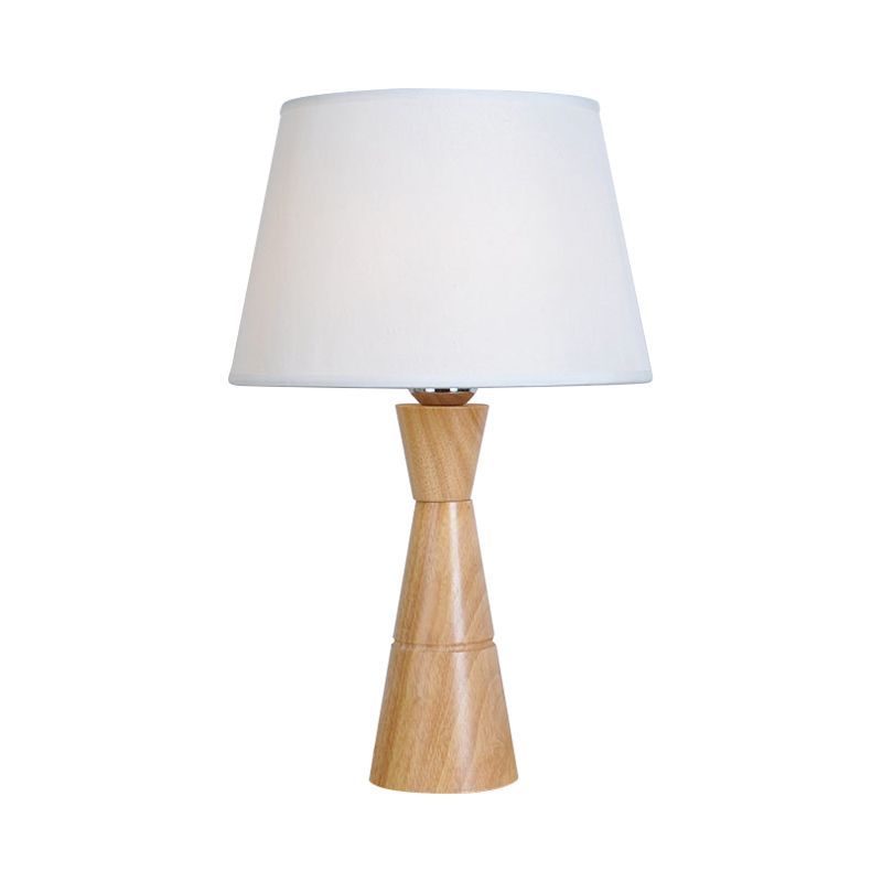 Empire Shade Night Lamp Nordic Fabric 1-Light Wood Table Lighting with Funnel Shaped Base