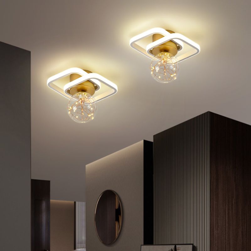 Modern Luxury Style Spherical Flush Mount Ceiling Light Fixtures Glass Ceiling Mount Chandelier