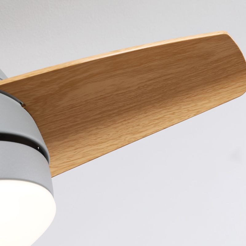 Oval Ceiling Fan Lamp Macaron Metal Kids Bedroom Semi Flush Mount Lighting