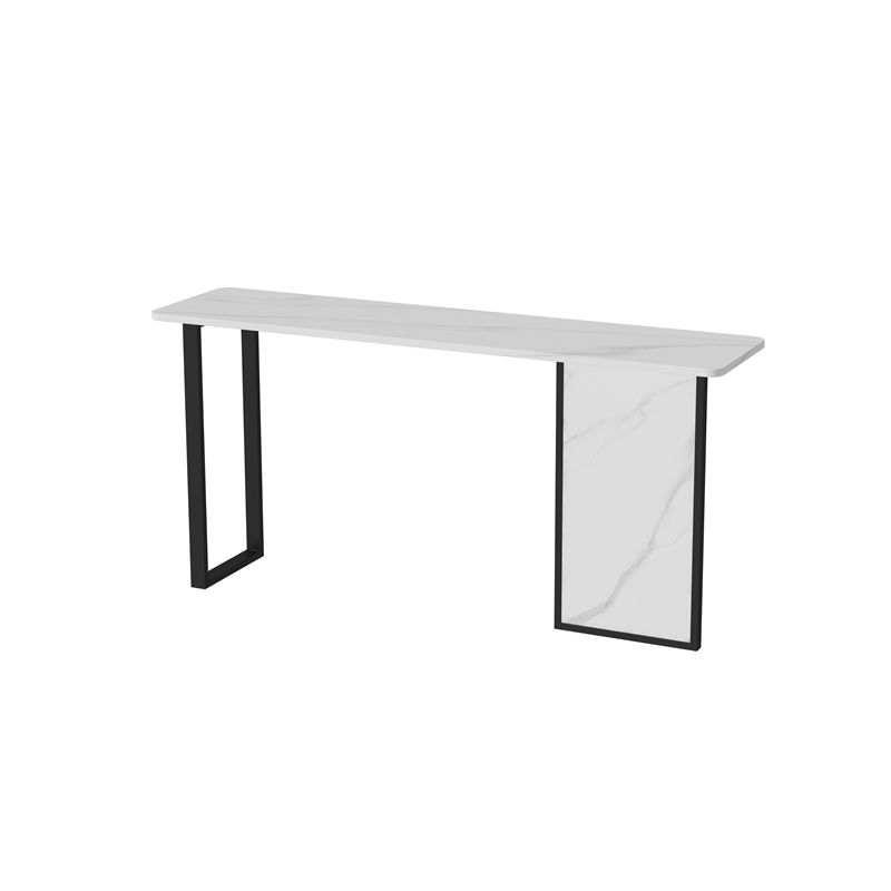 Iron Base Accent Table 31.5" H with Rectangle Stone Top for Hall