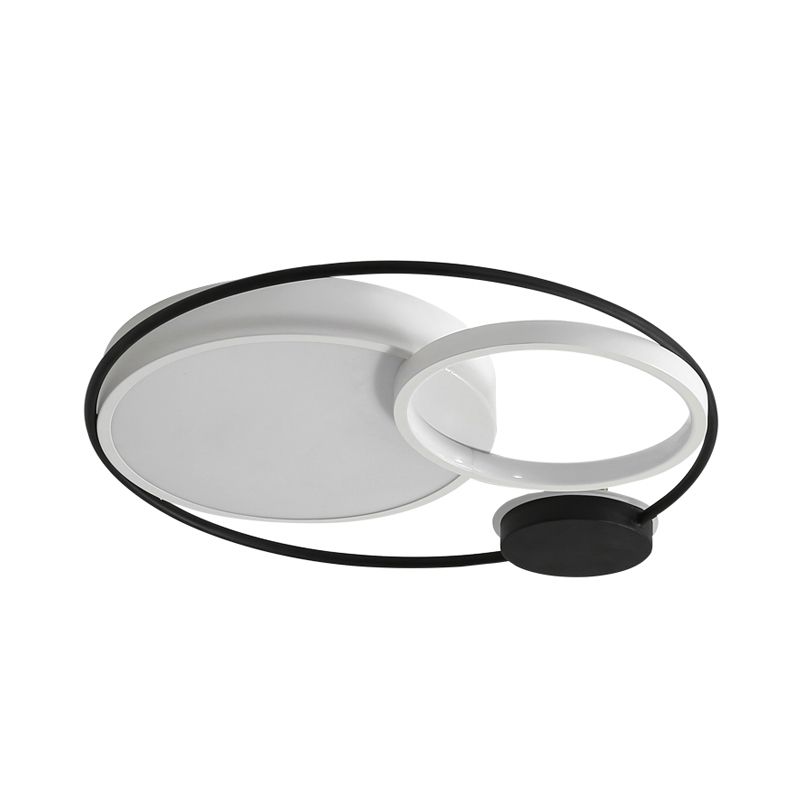 Nordic Neuheit Kreis-Deckenbeleuchtung Metallic 16"/19"/23,5" breite LED-Schlafzimmer-Unterputzleuchte in Schwarz/Grau