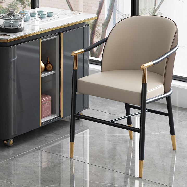 Modern Backrest Armrest Cushion Chair with Metal Legs for Living Room