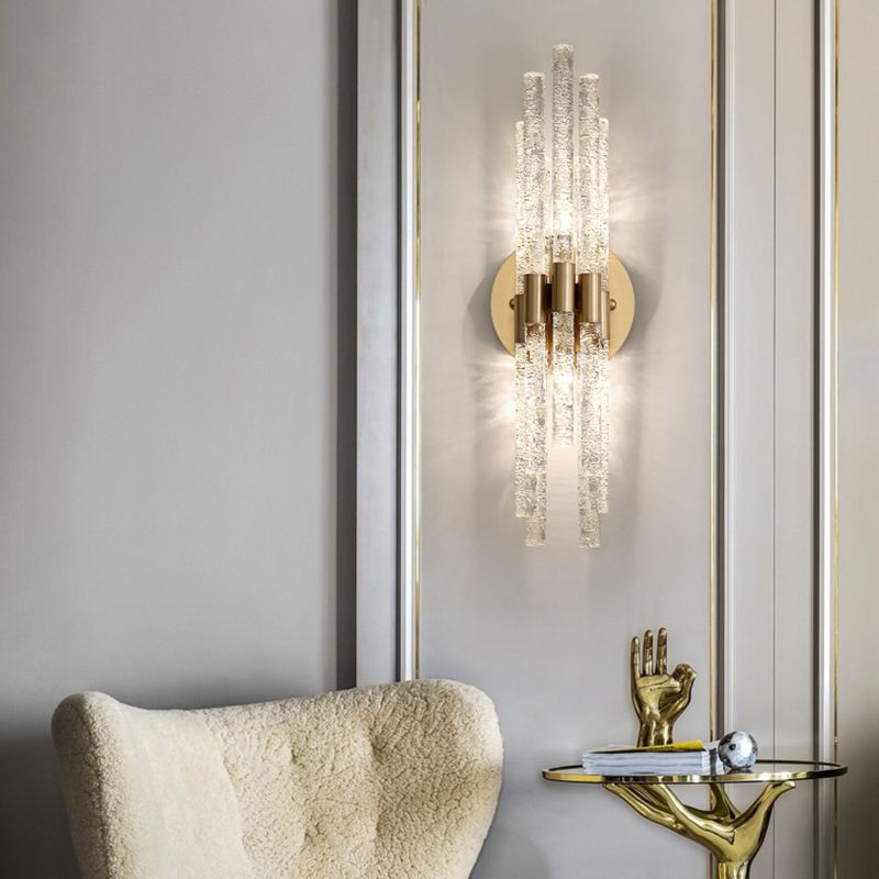 Unique Shade Multi Lights Wall Sconce Modern Style Crystal Wall Mount Light Fixture in Brass