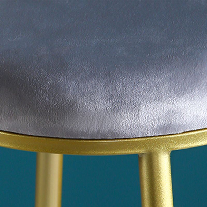 Glam Style Velvet Barstool Round Bar Height Stool with Gold Frame