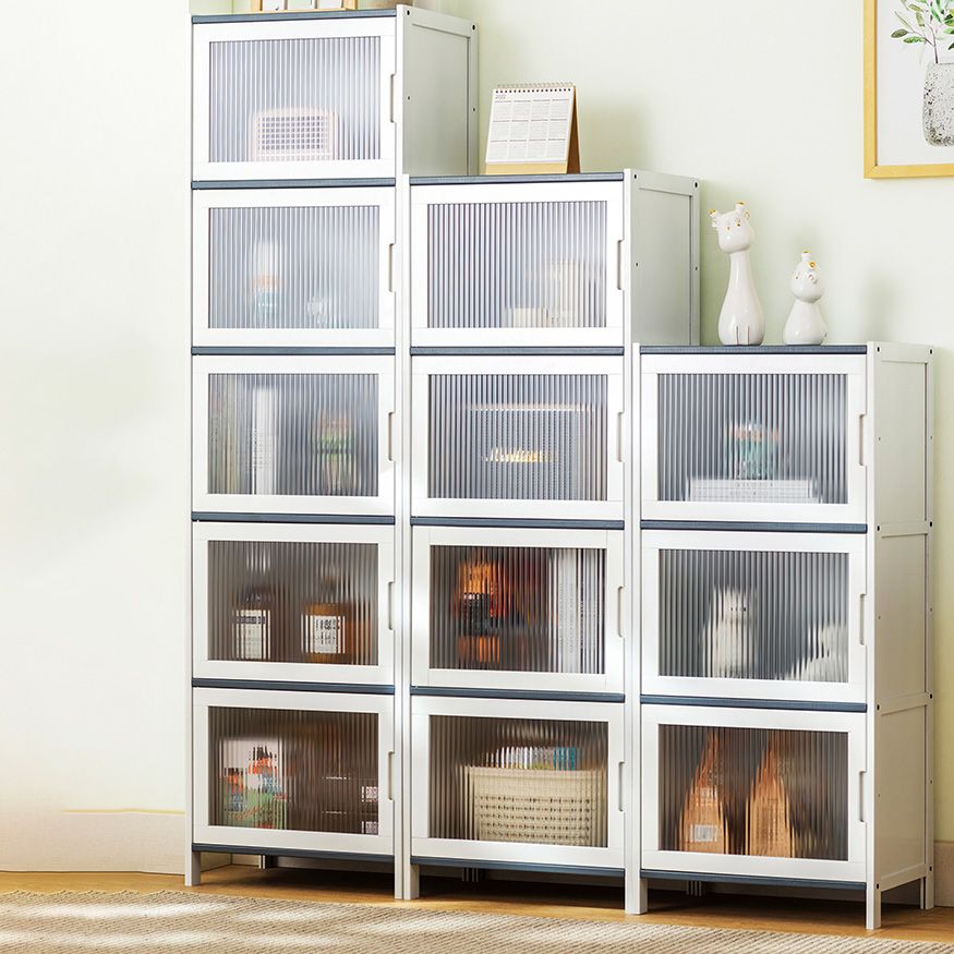 Rectangle Contemporary Cabinet with Glass Doors in Whiet,16.93" Long