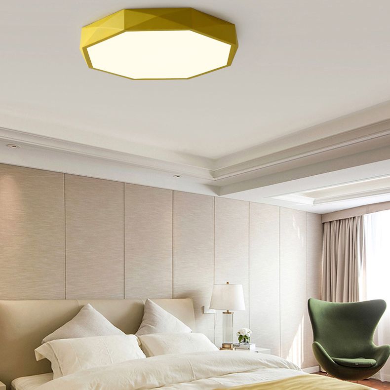 Acrylic Octagon Flush Ceiling Lighting Fixtures Modern Style 1-Light Flush Mount Light
