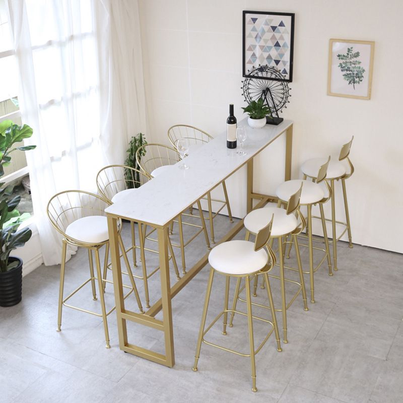 Rectangular Bar Height Table Gold Legs and Metal Base Bar Table for Patio Use