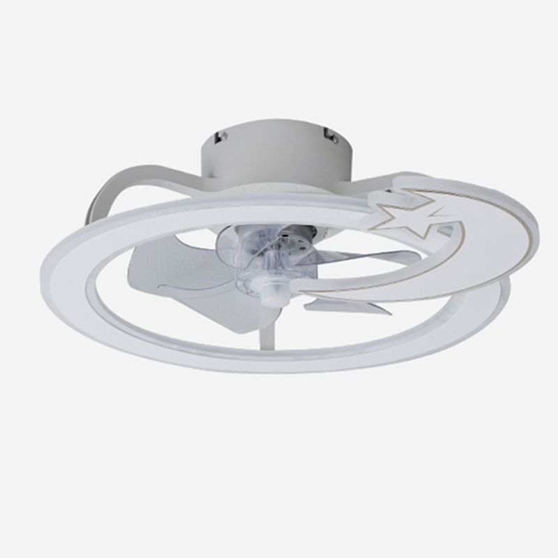 Minimalist Circular Ceiling Fan Lamp Acrylic Bedroom LED Semi Flush Light Fixture