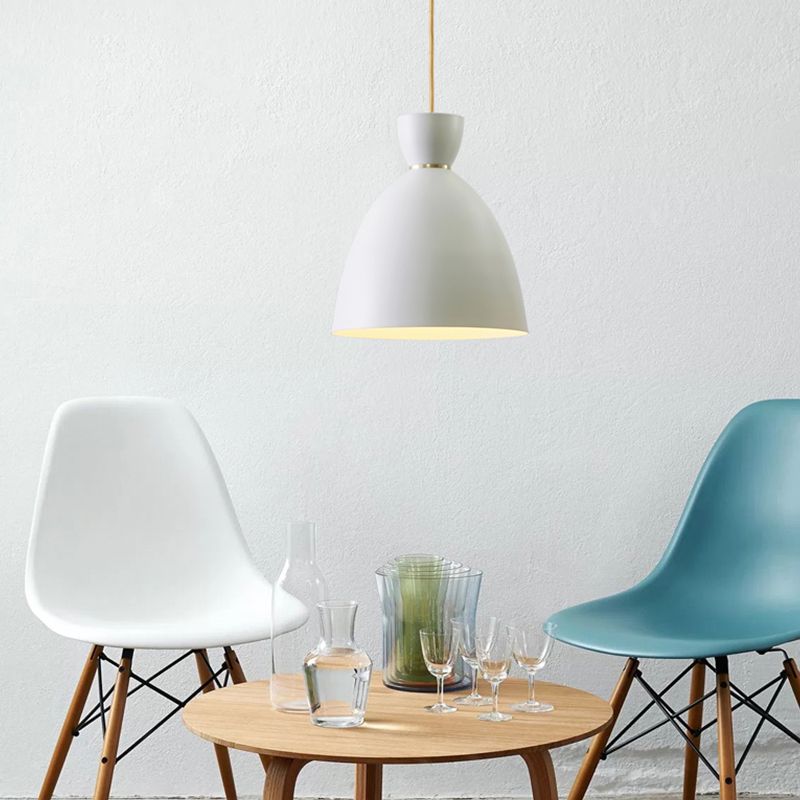 1 Light Dining Room Pendant Modern White / Pink suspendu plafond plafond avec ombre en métal en forme