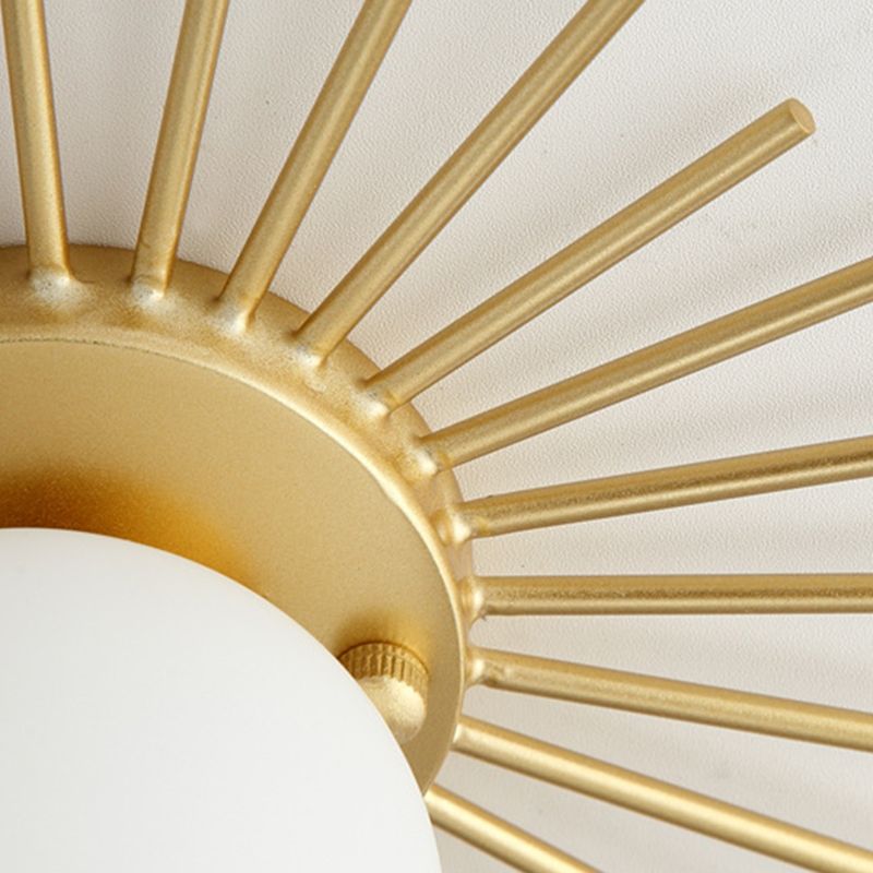 Plafonnier Globe doré de style créatif moderne en fer forgé avec abat-jour en verre