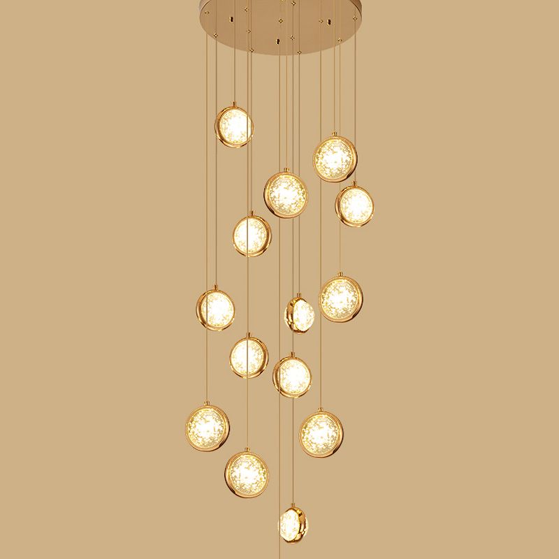 Pendard moderne Métal et cristal multiple suspendu pour escalier