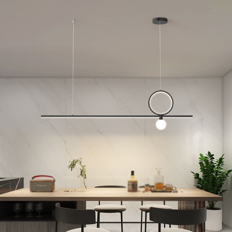Linear Shape Metal Island Chandelier Modern Style 3 Lights Island Ceiling Light