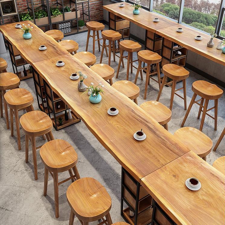 Modern 1/4/9 Pieces Bar Table Set Rectangle Pine Wood Counter Table with High Stools