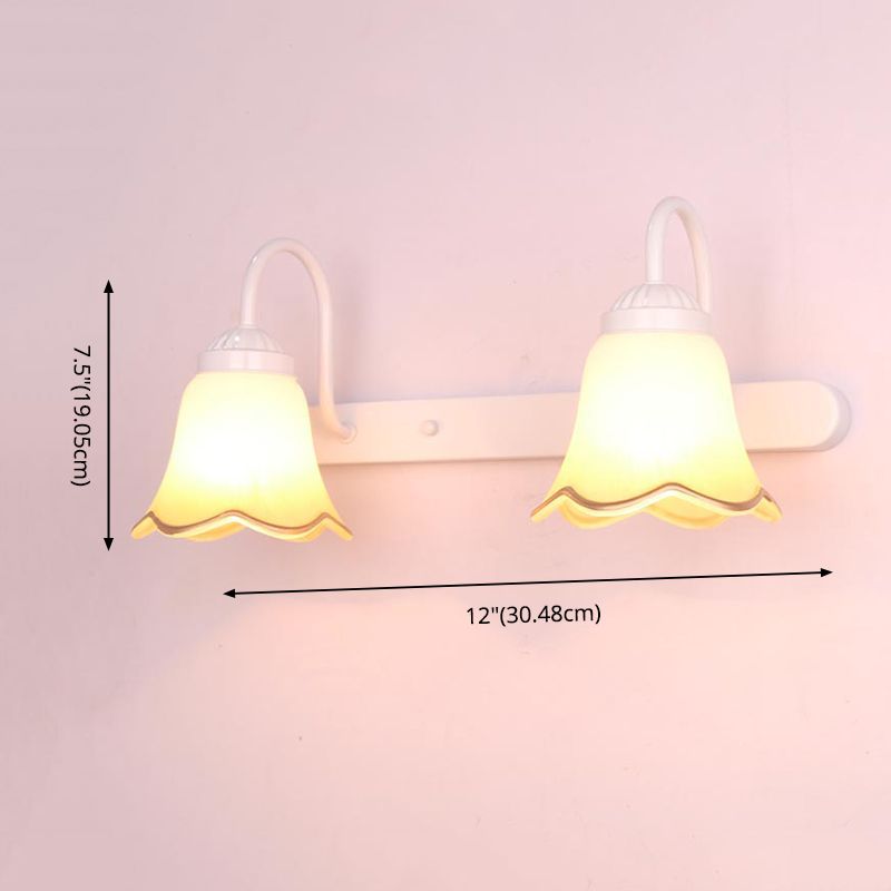 Traditionelle Einfachheit Bell Eitelkeit Wandleuchten Creme Glaswandhalterung Leuchte für Badezimmer