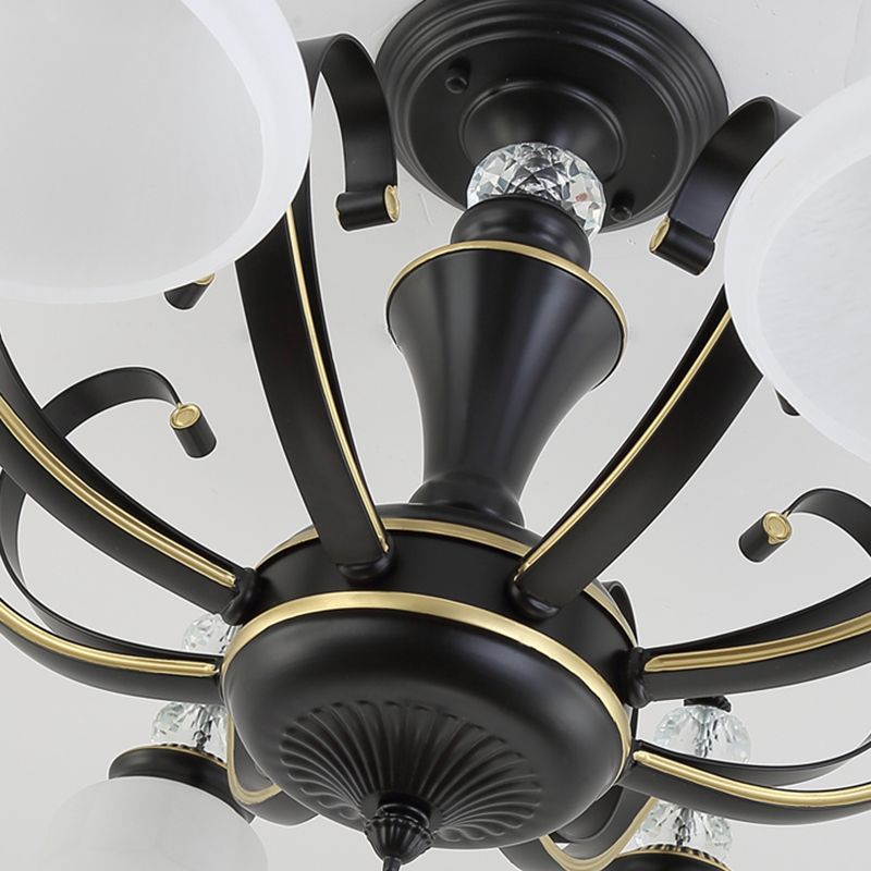 Plafonnier traditionnel en verre noir en forme de cloche