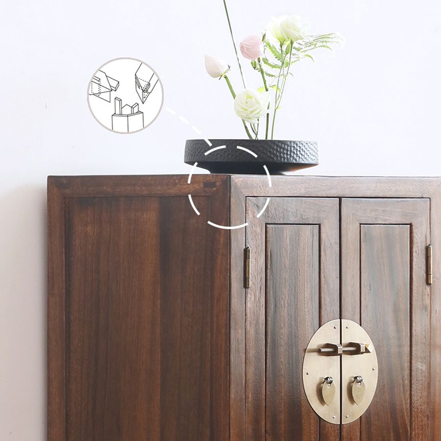 Contemporary Solid Wood Accent Chest Standard Ring Pulls Accent Cabinet