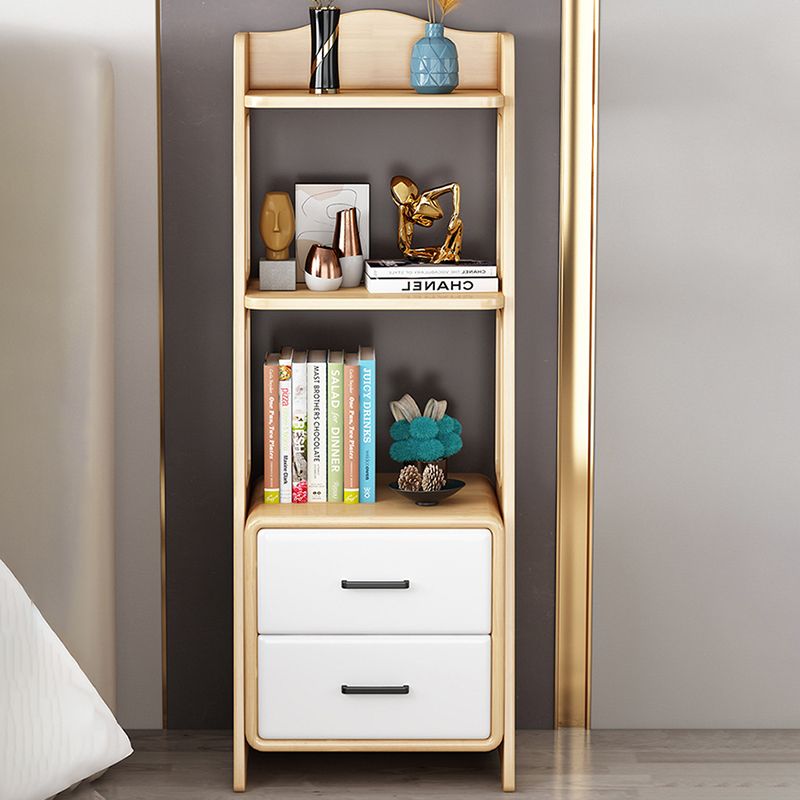 Ladder Bookshelf Modern Wood Bookcase with Drawer Storage 47" H X 14" W