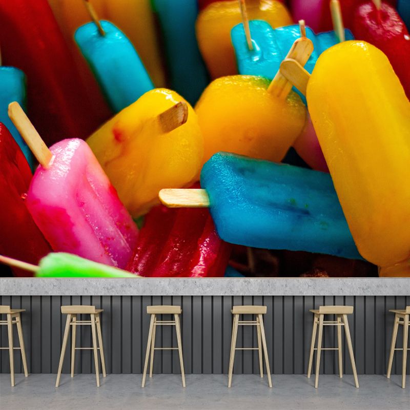 Delicious Ice Cream Mural Mildew Resistant Contemporary Wall Covering for Commercial Use