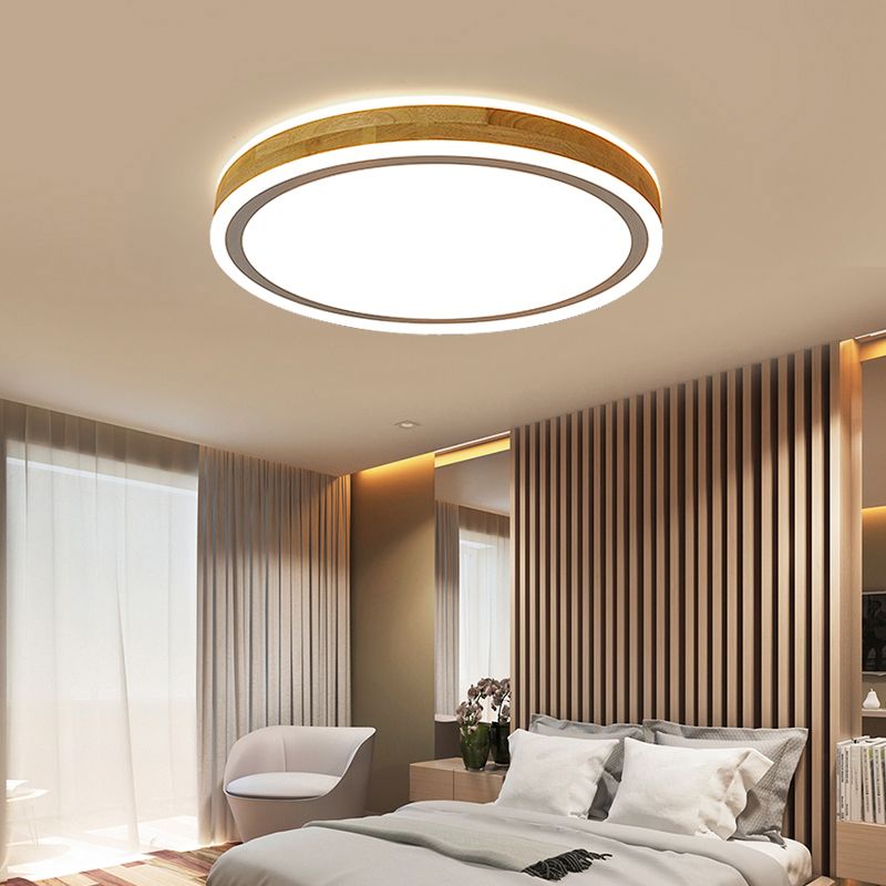 Plafonnier LED moderne en bois rond encastré plafonnier