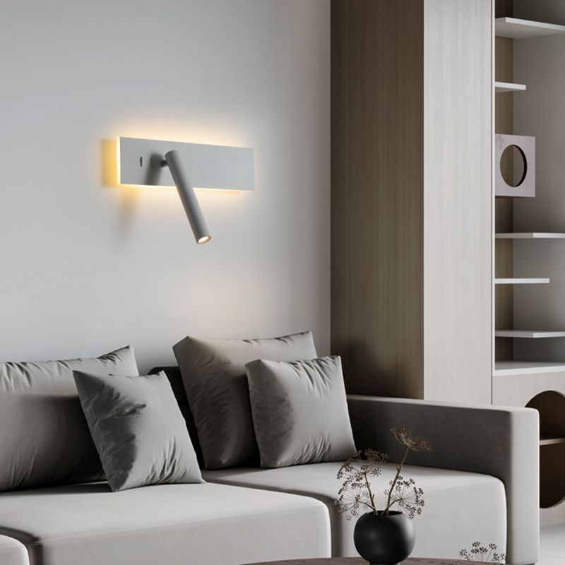 Modern Aluminum Wall Light Rectangle 2 Lights Reading Wall Sconce for Bedroom