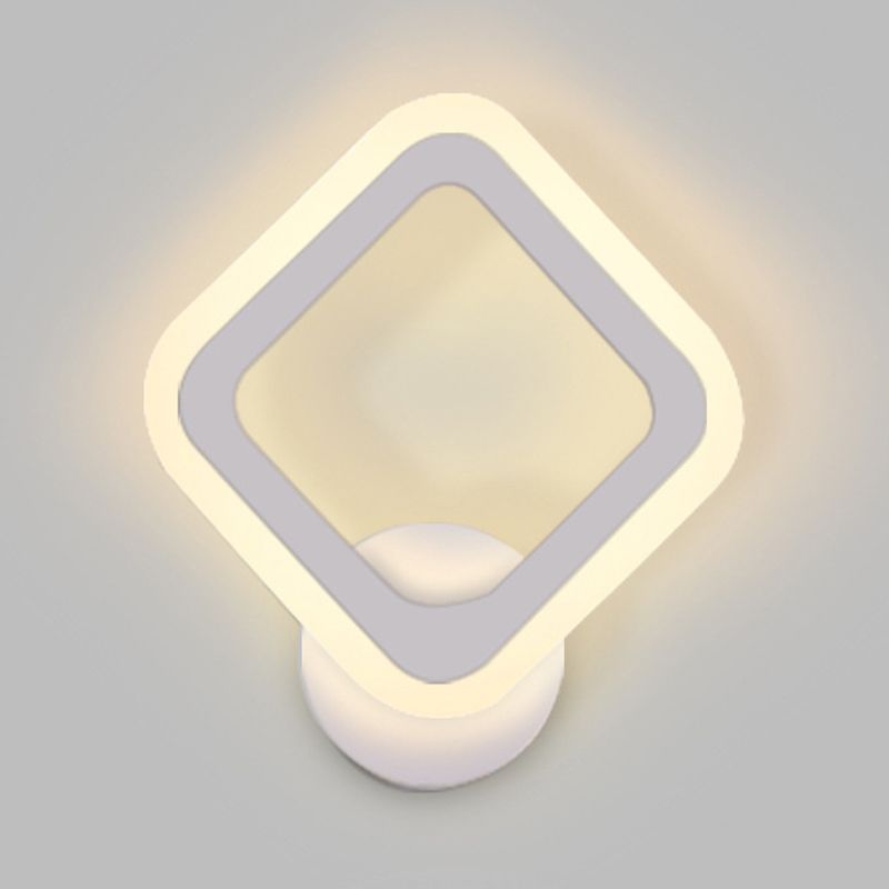 Square Shape Wall Lamp Modern Style Acrylic 1 Light Sconce in White
