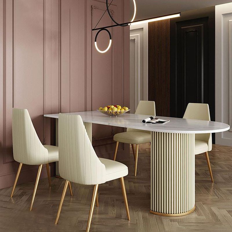 Scandinavian 1/2/5 Rectangle White Dining Table Set for Kitchen