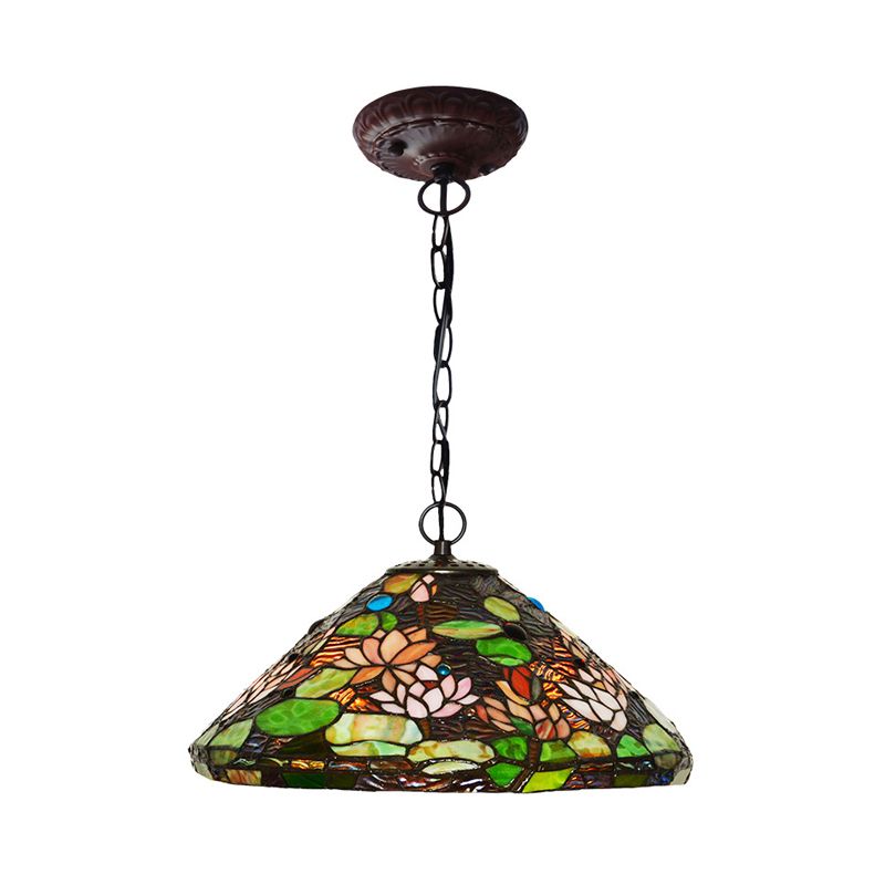 Lampadario in vetro colorato in vetro Blossom 2 luci ciondolo sospensione vittoriano