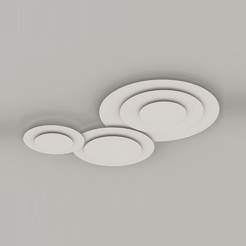 Nordic Flush Mount Multi-Layer LED Ceiling Light Fixture in White for Living Room