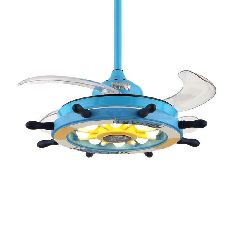 Luce a ventole a ciondolo a LED Mediterranea Luce semi -filo a forma di timone con tonalità metallica